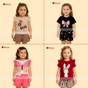 4 Pieces Kids T-shirt And Pant Set Combo For Girls-01