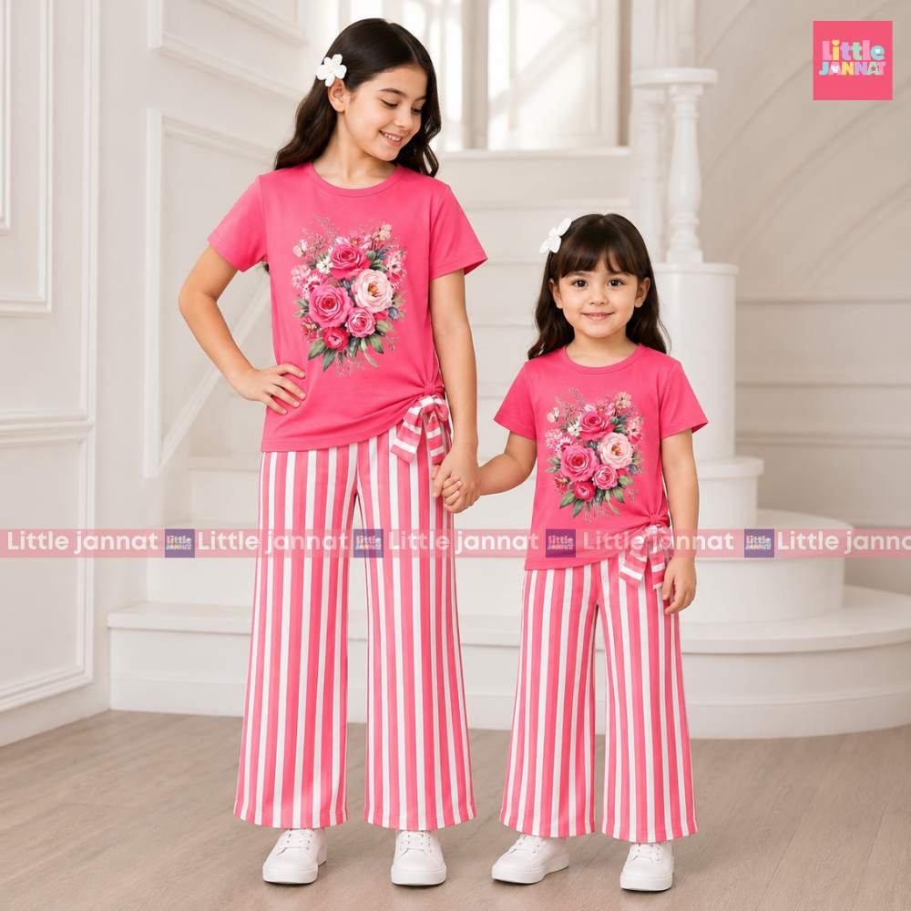 Cotton Summer Set -202- Floral Pink